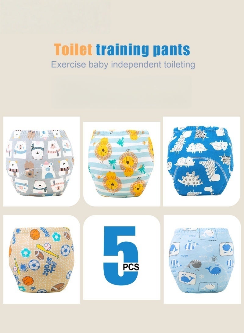 Baby Potty Training Underwear for Boys and Girls 5 Pack Absorbent Training Pants for Toddlers with Printed Reusable Cotton Toilet Training Pants for 12-18kg Kids (2-4 Years) - Image 5